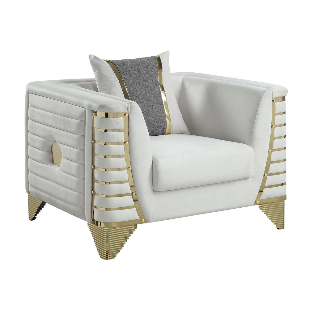 Donovan Cream Velvet Sofa Set