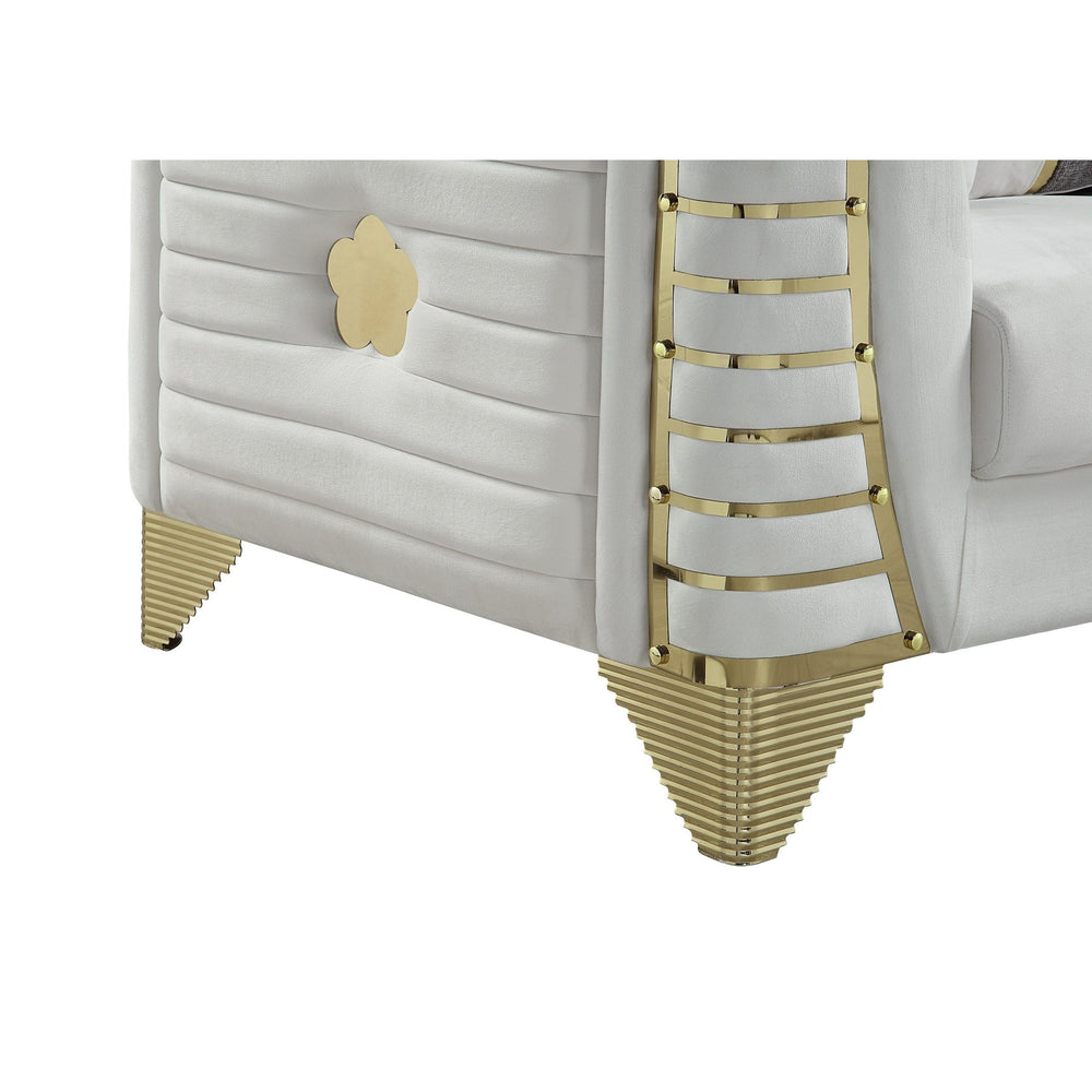 Donovan Cream Velvet Sofa Set