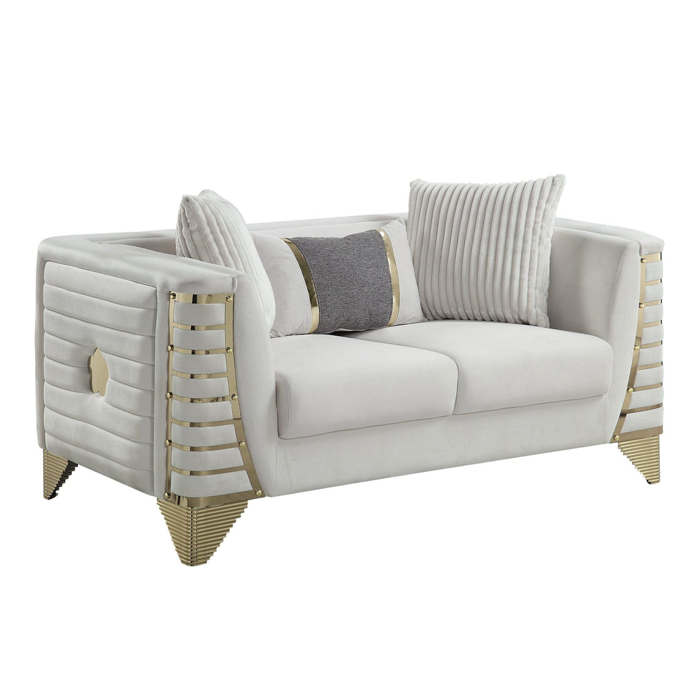 Donovan Cream Velvet Sofa Set