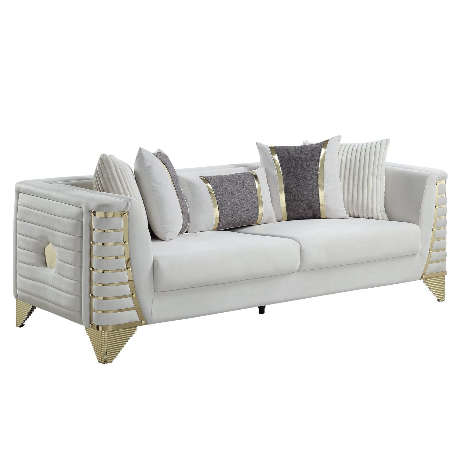 Donovan Cream Velvet Sofa Set
