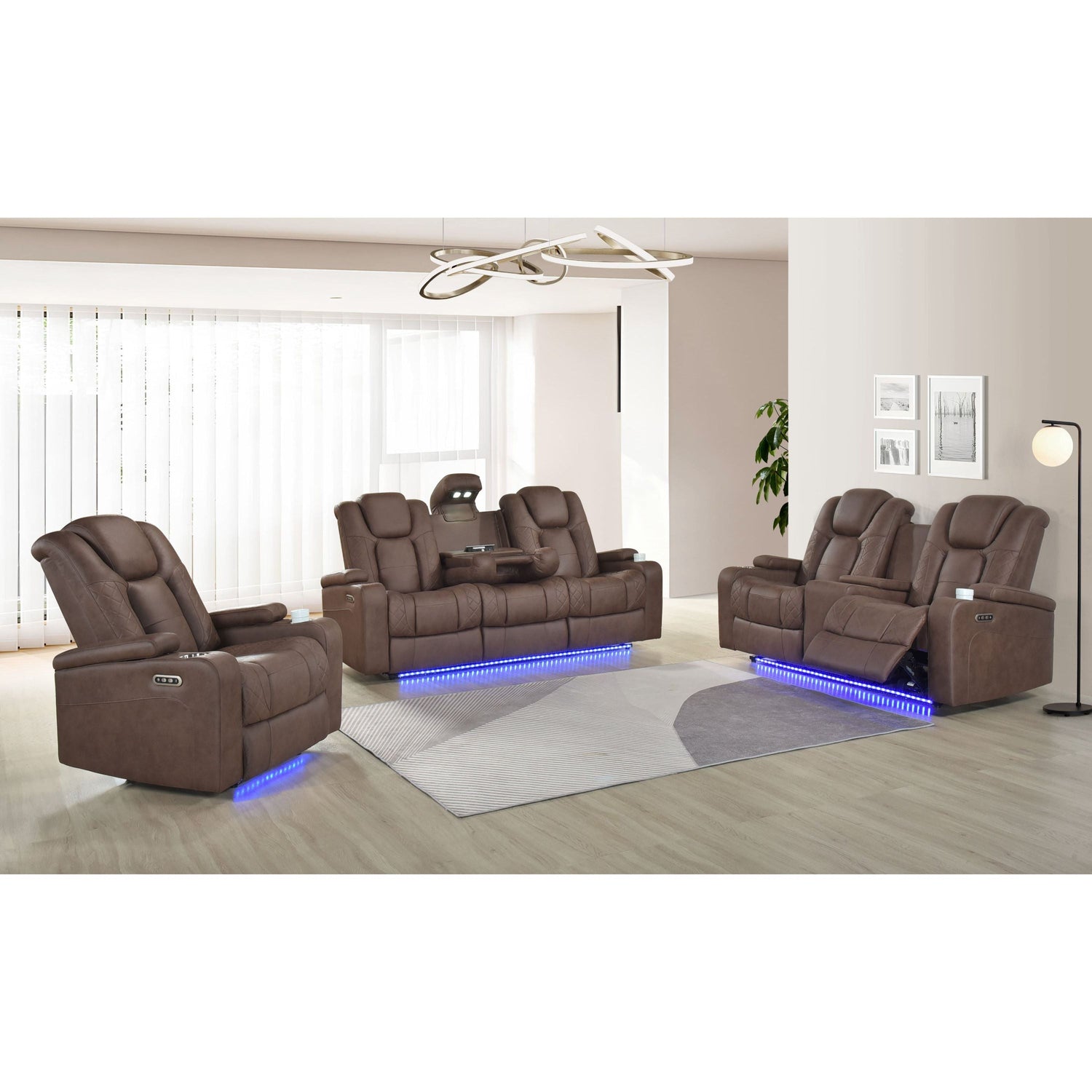 Ashley 3-PC Brown Fabric Power Recliner Set