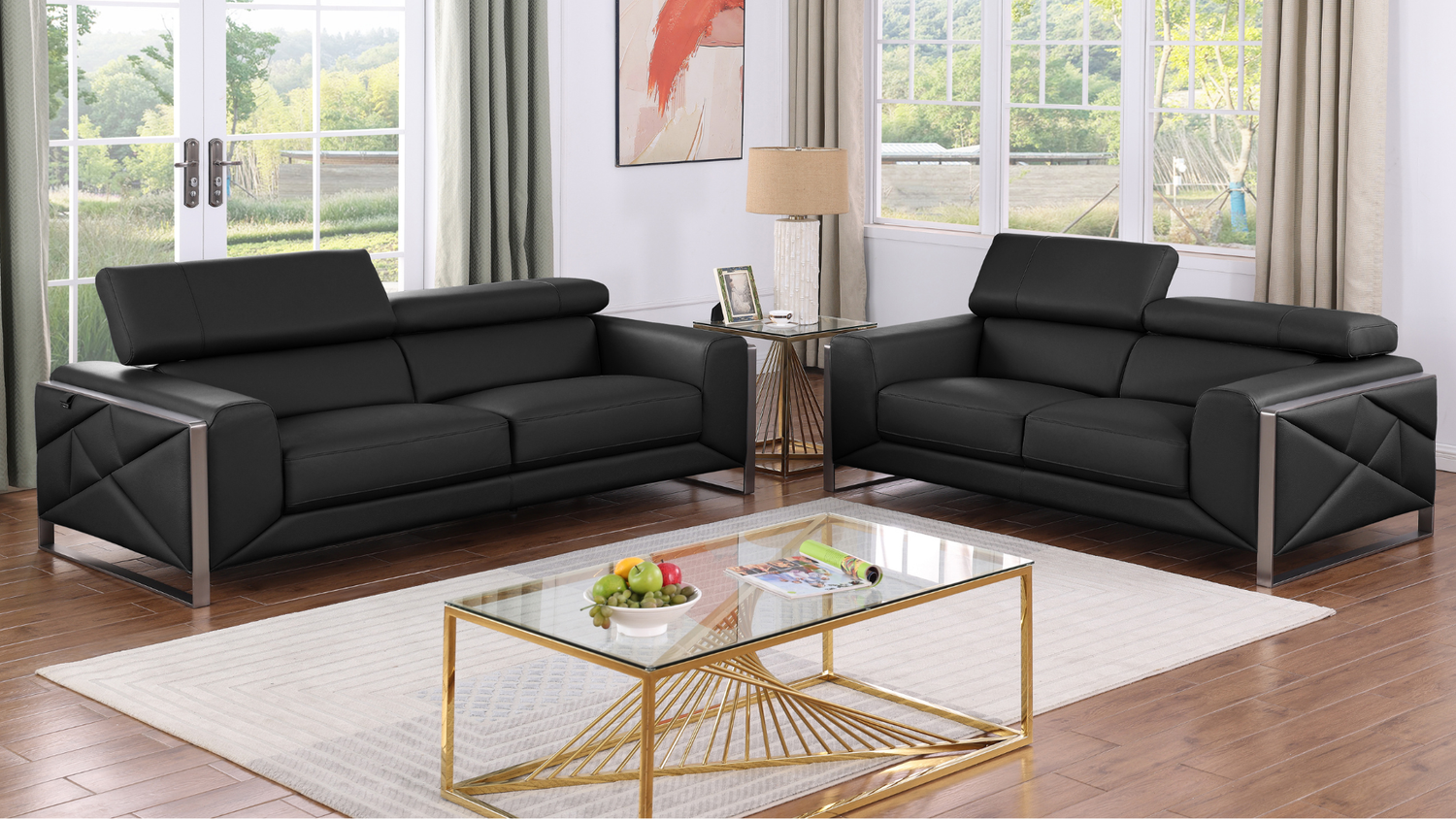 Giorgio Black 3-PC Sofa Living Room Set