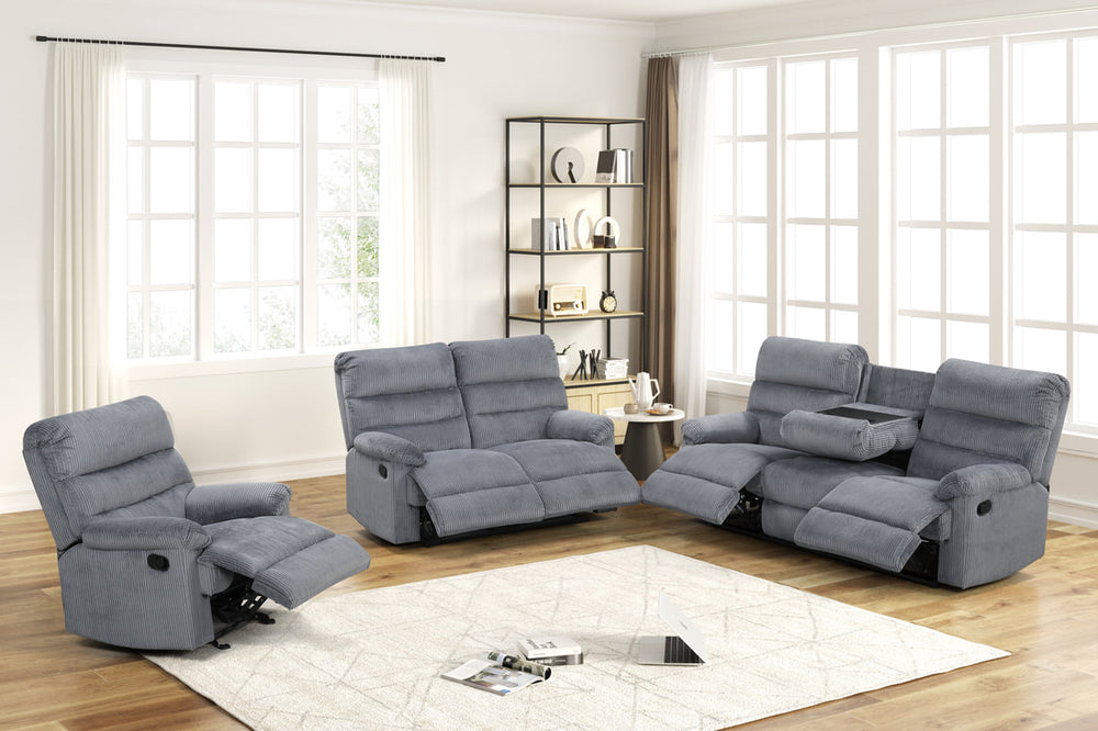 Albert 3-PC Reclining Sofa Set – Corduroy Fabric