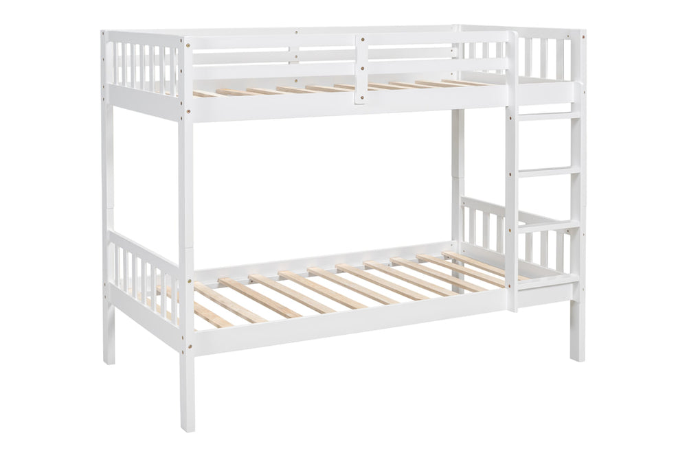 Twin over Twin Bunk Bed – Solid Wood | Espresso Brown, White & Black