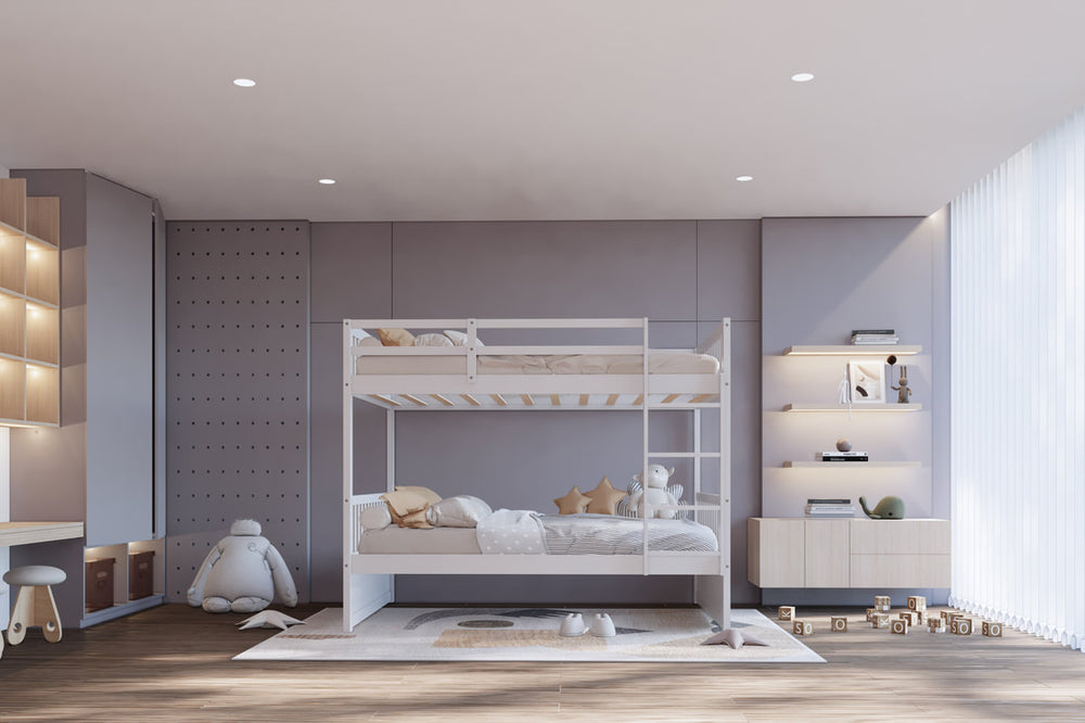Twin over Twin Bunk Bed – Solid Wood | Espresso Brown, White & Black