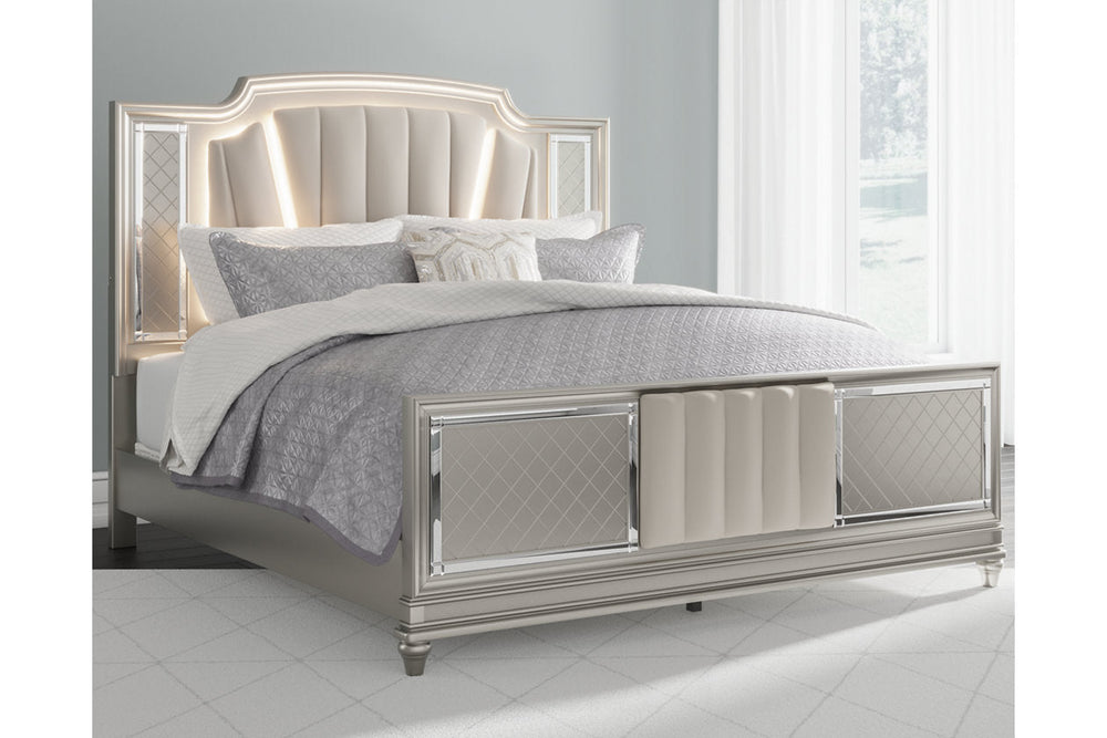 Chevanna Platinum King Upholstered Panel Bed