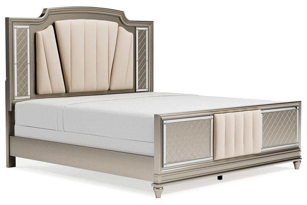 Chevanna Platinum King Upholstered Panel Bed