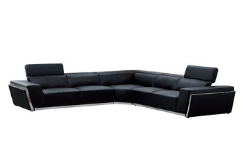 Domo Black Leather Sectional