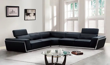 Domo Black Leather Sectional