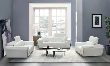 Domo White Leather 3-PC Sofa Loveseat & Chair
