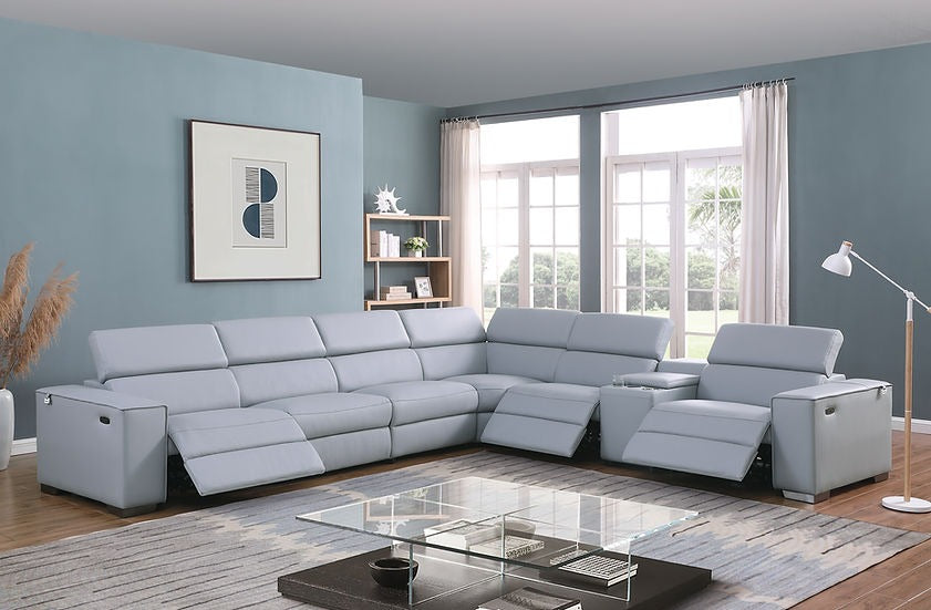 Picasso 7-PC Light Blue 3 Power Reclining Set