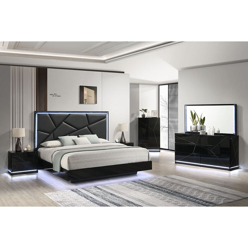 Naomi Black LED Bedroom Set