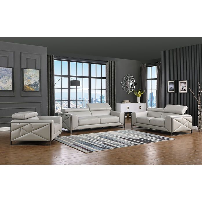 Giorgio Grey 3-PC Sofa Living Room Set