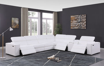 Picasso 7-PC White Italian Leather Sectional