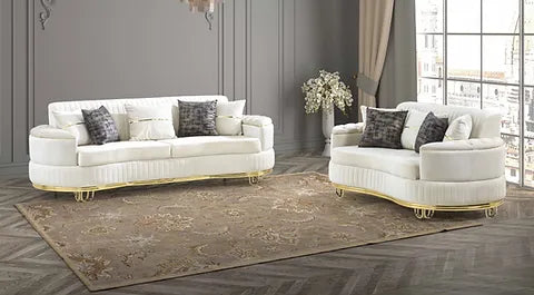 Venetti Velvet Cream Sofa & Loveseat