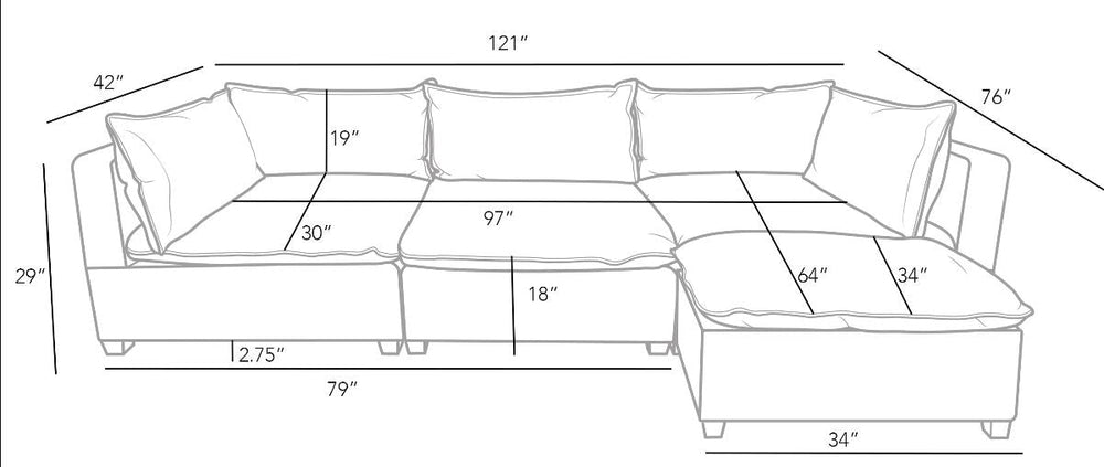 Cloud Modular Gray Sectional