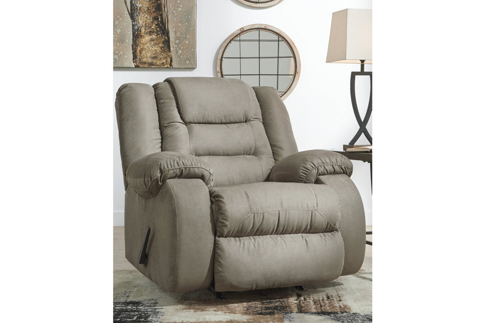 Ashley McCade Cobblestone Rocker Recliner - Contemporary Gray Microfiber Chair