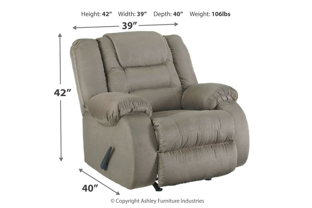 Ashley McCade Cobblestone Rocker Recliner - Contemporary Gray Microfiber Chair