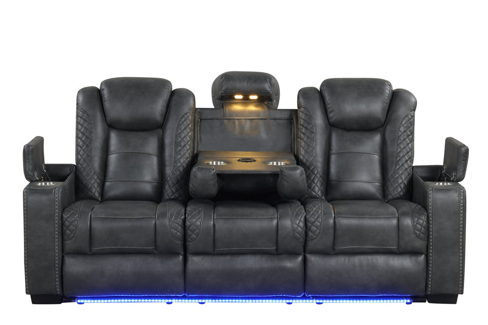 Stefano 3-PC Tech-Enabled Leather Gel Reclining Set | Bluetooth & Wireless Charging