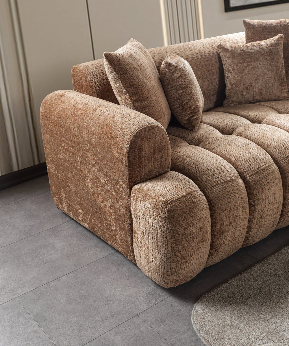 Yulia Coffee Boucle Sofa & Loveseats