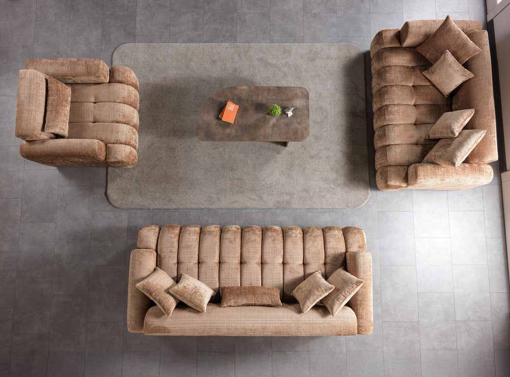 Yulia Coffee Boucle Sofa & Loveseats