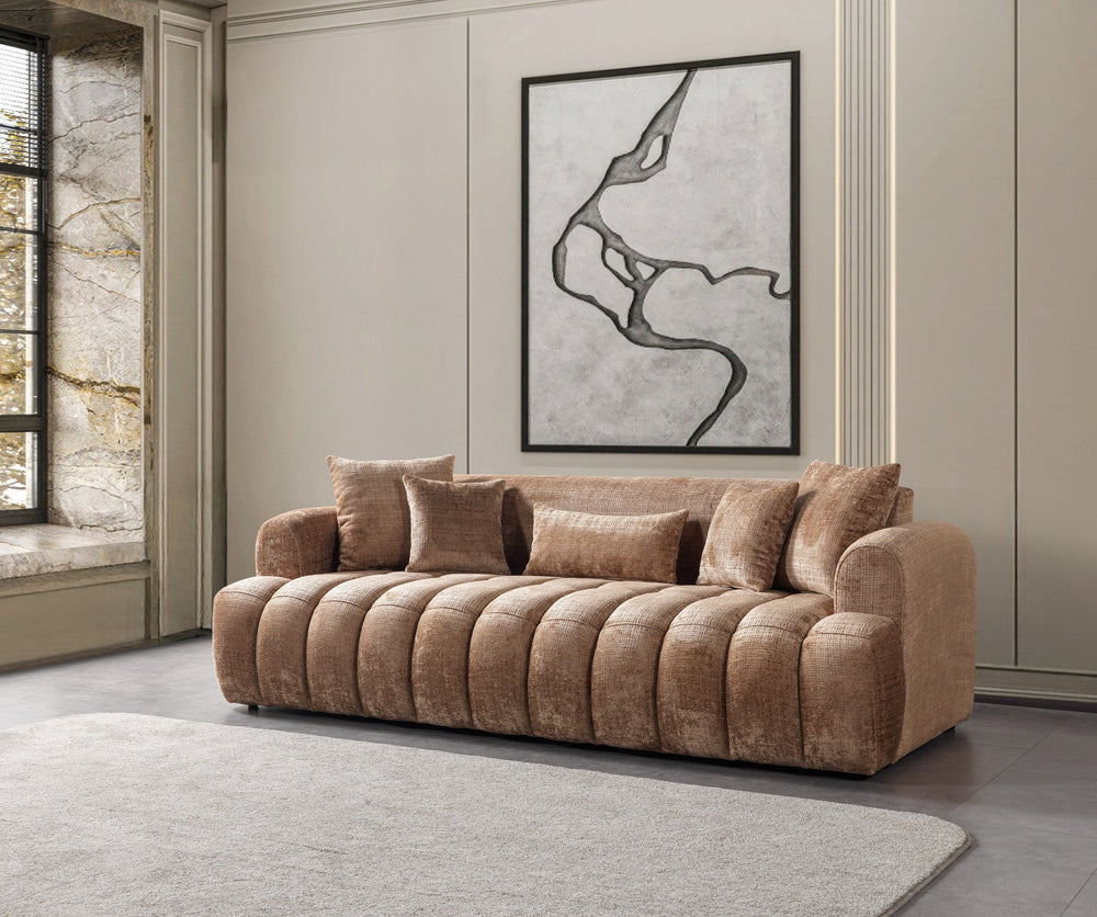 Yulia Coffee Boucle Sofa & Loveseats