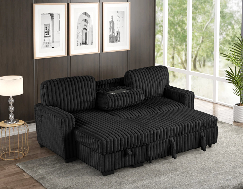 Poland Black Reversible Sectional With Pull-Out Beds