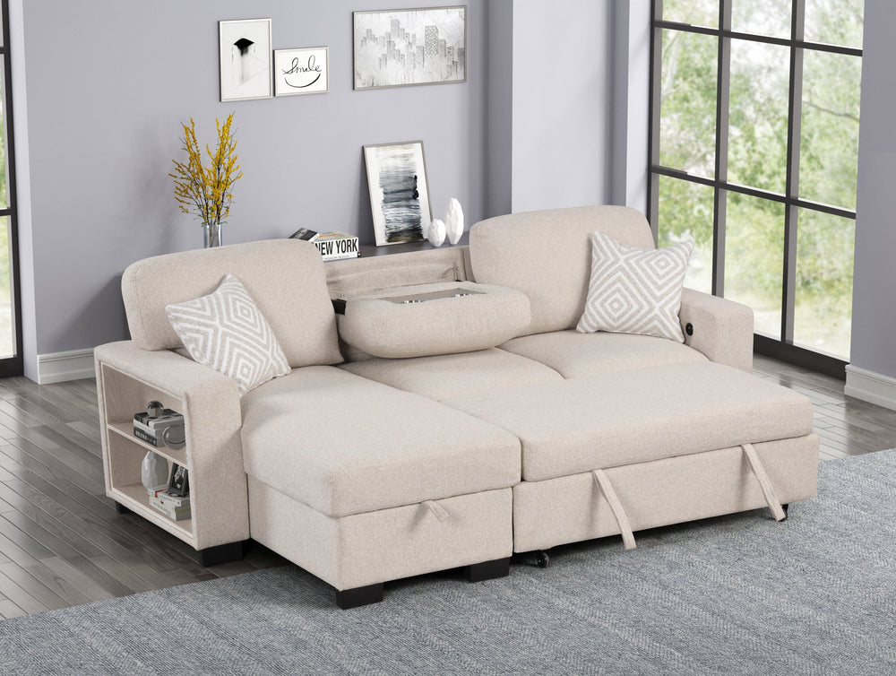 Pacific Beige Reversible Sectional With Pull-Out Beds