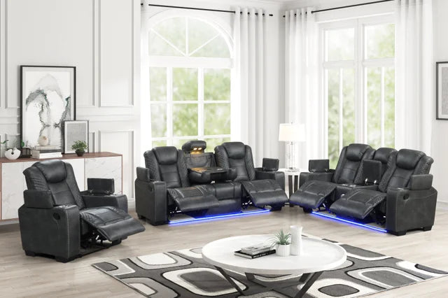 Stefano 3-PC Tech-Enabled Leather Gel Reclining Set | Bluetooth & Wireless Charging
