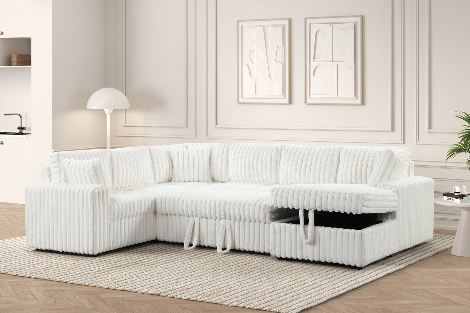 Forever Beige Sectional With Pull-Out Beds