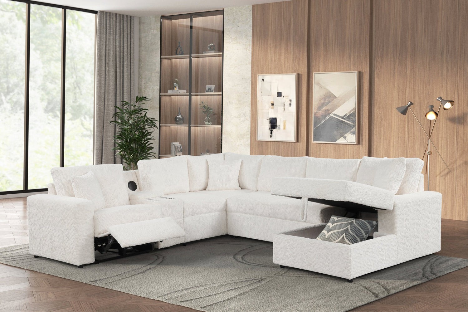 Hunter White Sectional (W/ Bluetooth Speaker & Pull-Out Beds) **NEW ARRIVAL**