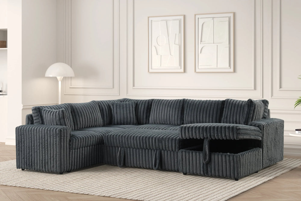 Forever Charcoal Sectional With Pull-Out Beds