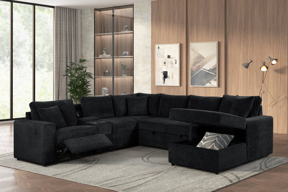 Hunter Black Sectional (W/ Bluetooth Speaker & Pull-Out Beds) (ETA 2/6)
