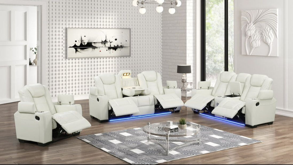 Stefano 3-PC Tech-Enabled Leather Gel Reclining Set | Bluetooth & Wireless Charging