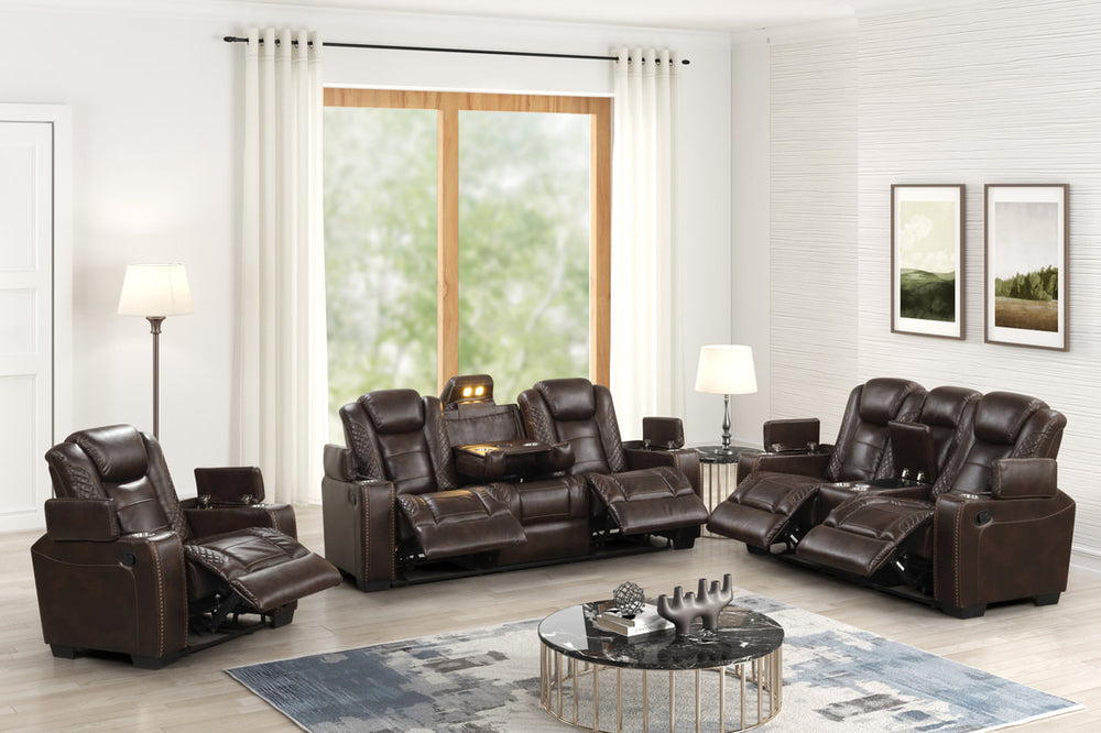 Stefano 3-PC Tech-Enabled Leather Gel Reclining Set | Bluetooth & Wireless Charging