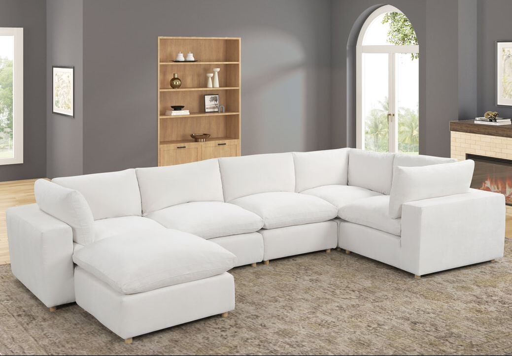 XL Cloud Sectional Sofa – 5-Piece Sectional + Ottoman Set | Black & White