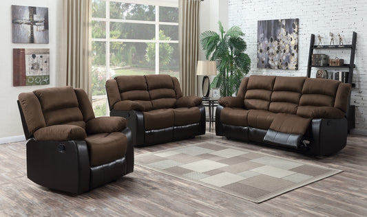 Walter 3-PC Chocolate Fabric Reclining Set