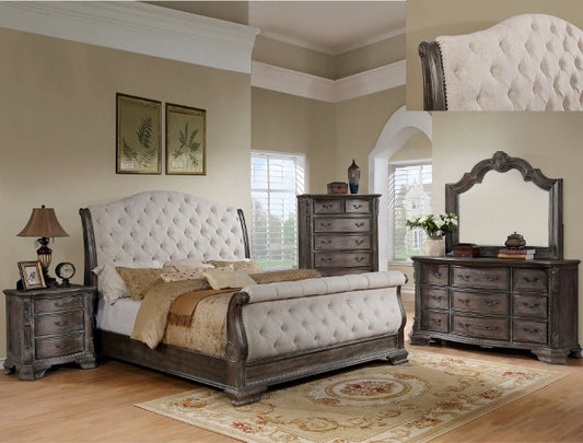 Sheffield Gray 5-PC Sleigh Bedroom Suite