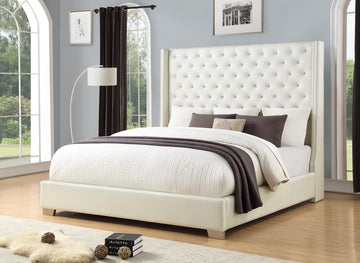 Emily Pearl White Diamond Tufted Bed