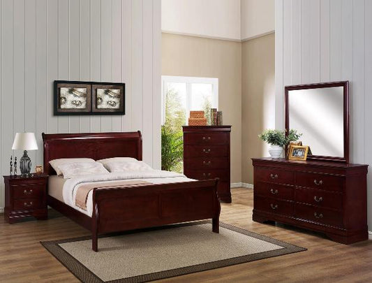 Louis Phillip Cherry Brown Sleigh Bedroom Suite