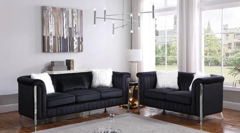 Fara Black 2-PC Sofa and Loveseat