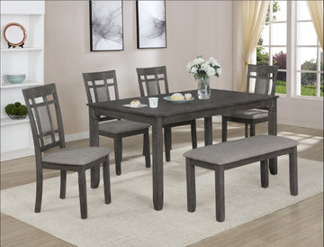 Paige 6-Piece Table and Chair Set with Bench