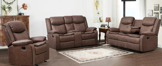 Weston Brown 3-PC Reclining Living Room Set