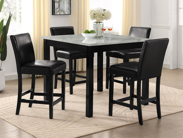 Lennon 5-PC Black PU Counter Height Dining Table Set