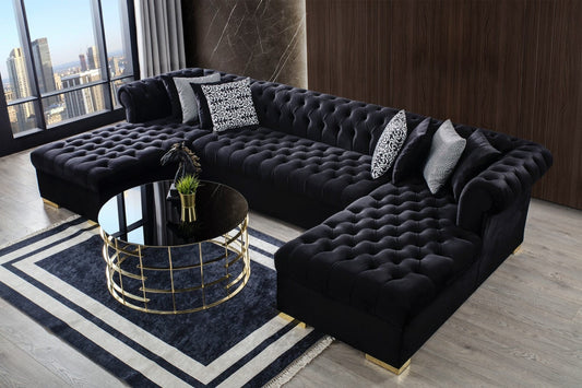 Lauren Black Velvet Sectional