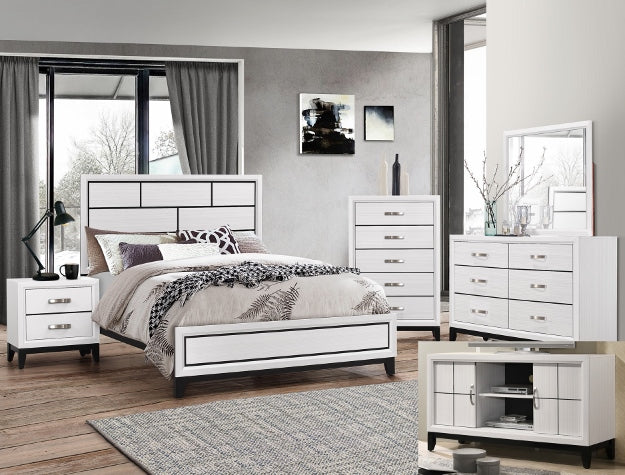 Akerson Bedroom Suite | Contemporary Panel Bed & Storage Set