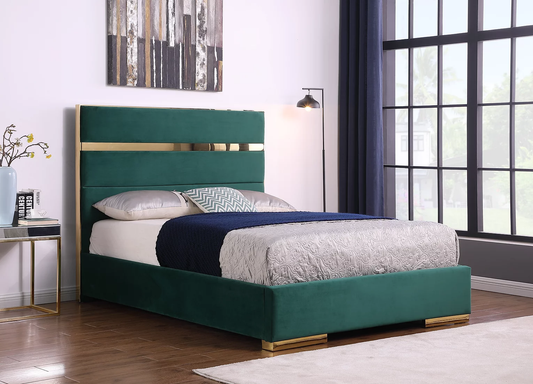 Cartier Green Velvet Platform Bed