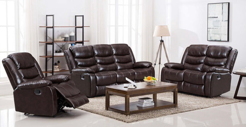 Miami Brown Leather Reclining Livingroom Set