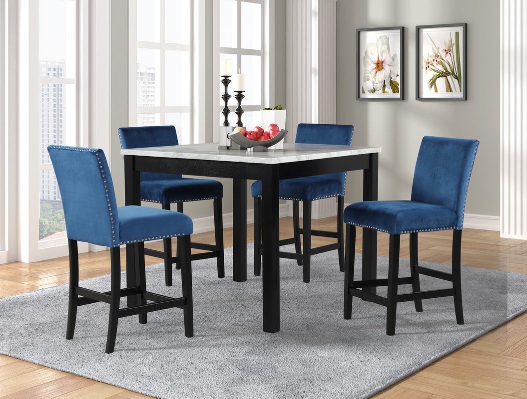 Dior 5-PC Blue Counter Height Dining Set
