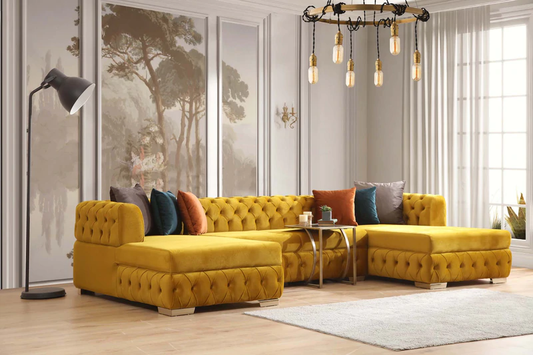 Matilda Mustard Velvet Double Chaise Sectional